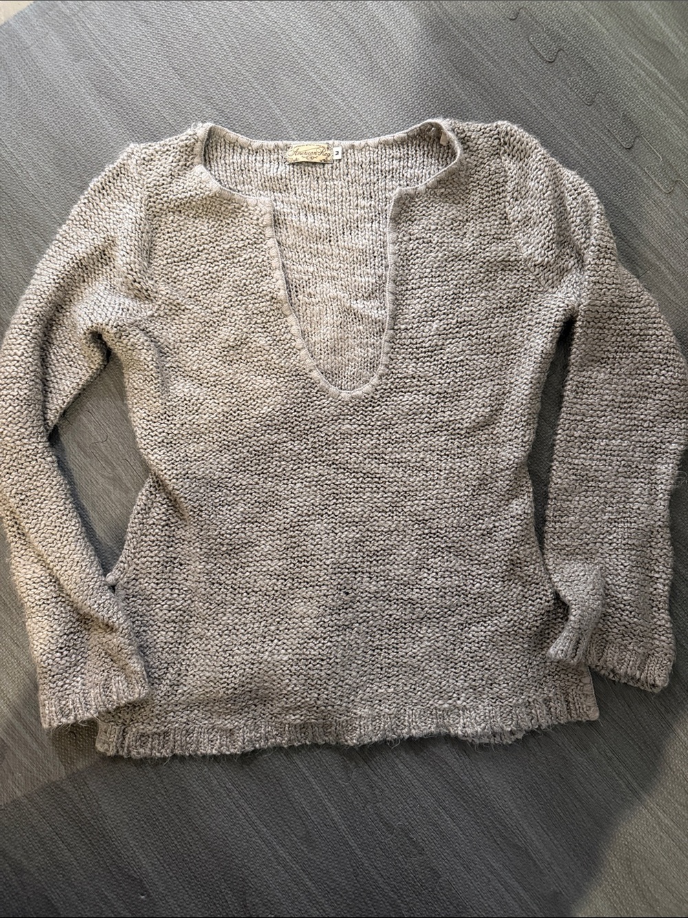 American Rag Light Gray V-Neck Knit Sweater